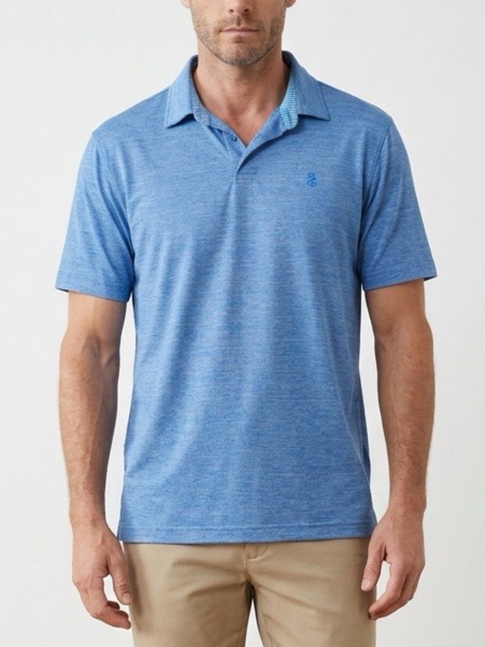 Izod Heathered Light Blue Polo with Subtle Chest Logo